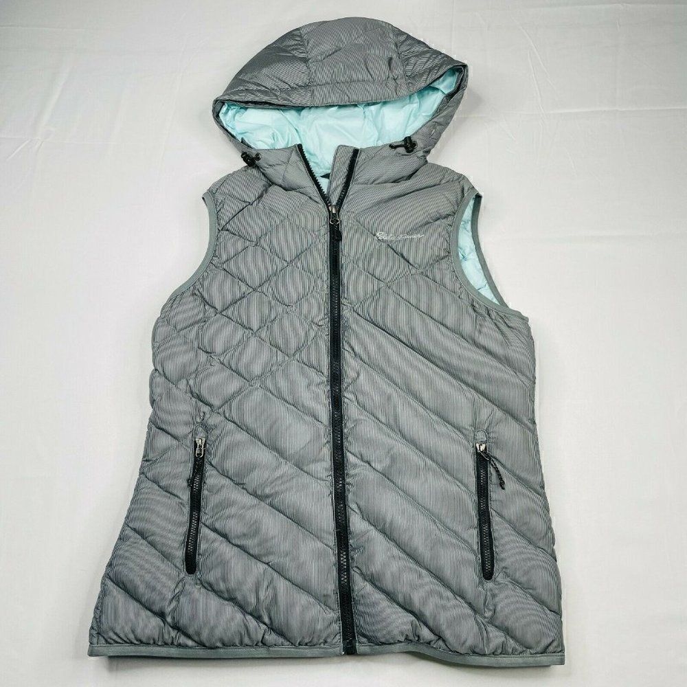 Eddie Bauer EB650 Goose Down Puffer Zip Up Vest Gray
